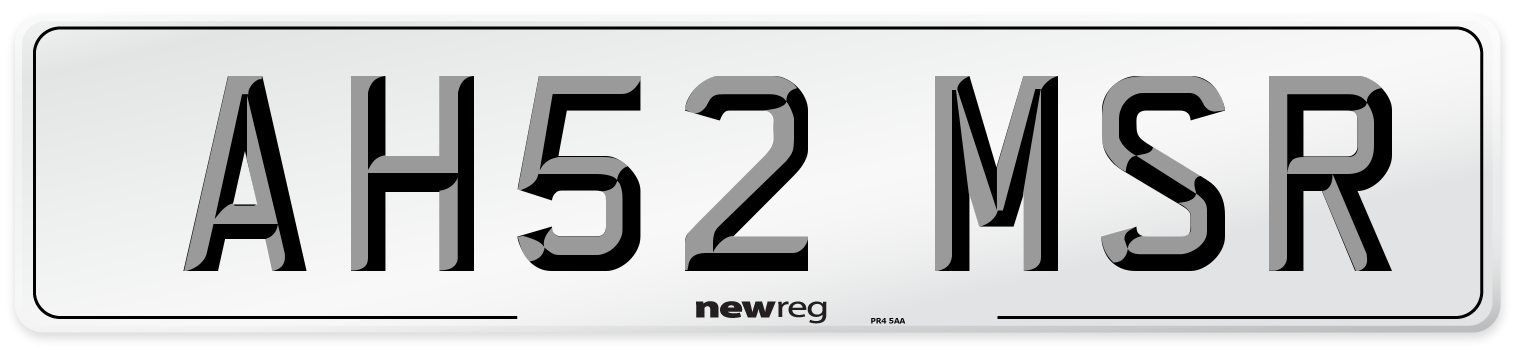 AH52 MSR Number Plate from New Reg